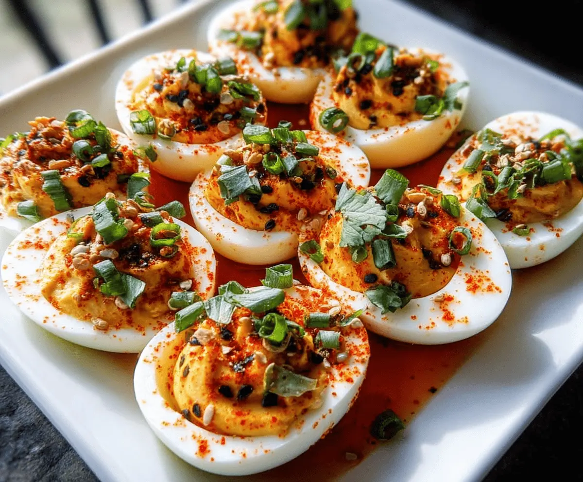Easy Spicy Chili Garlic Deviled Eggs Recipe