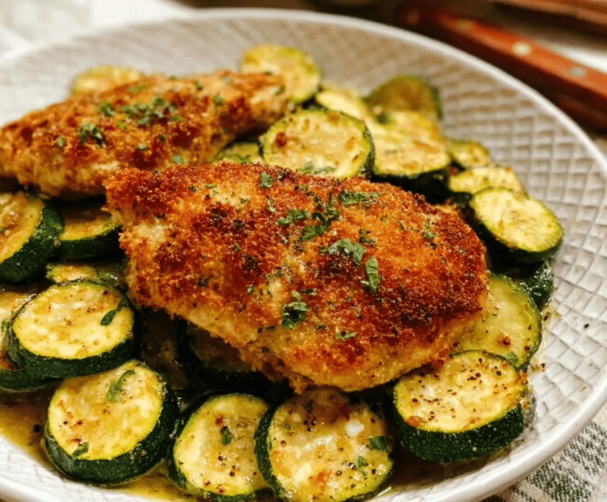 Crispy Parmesan Garlic Chicken with Zucchini – Easy Low-Carb Dinner