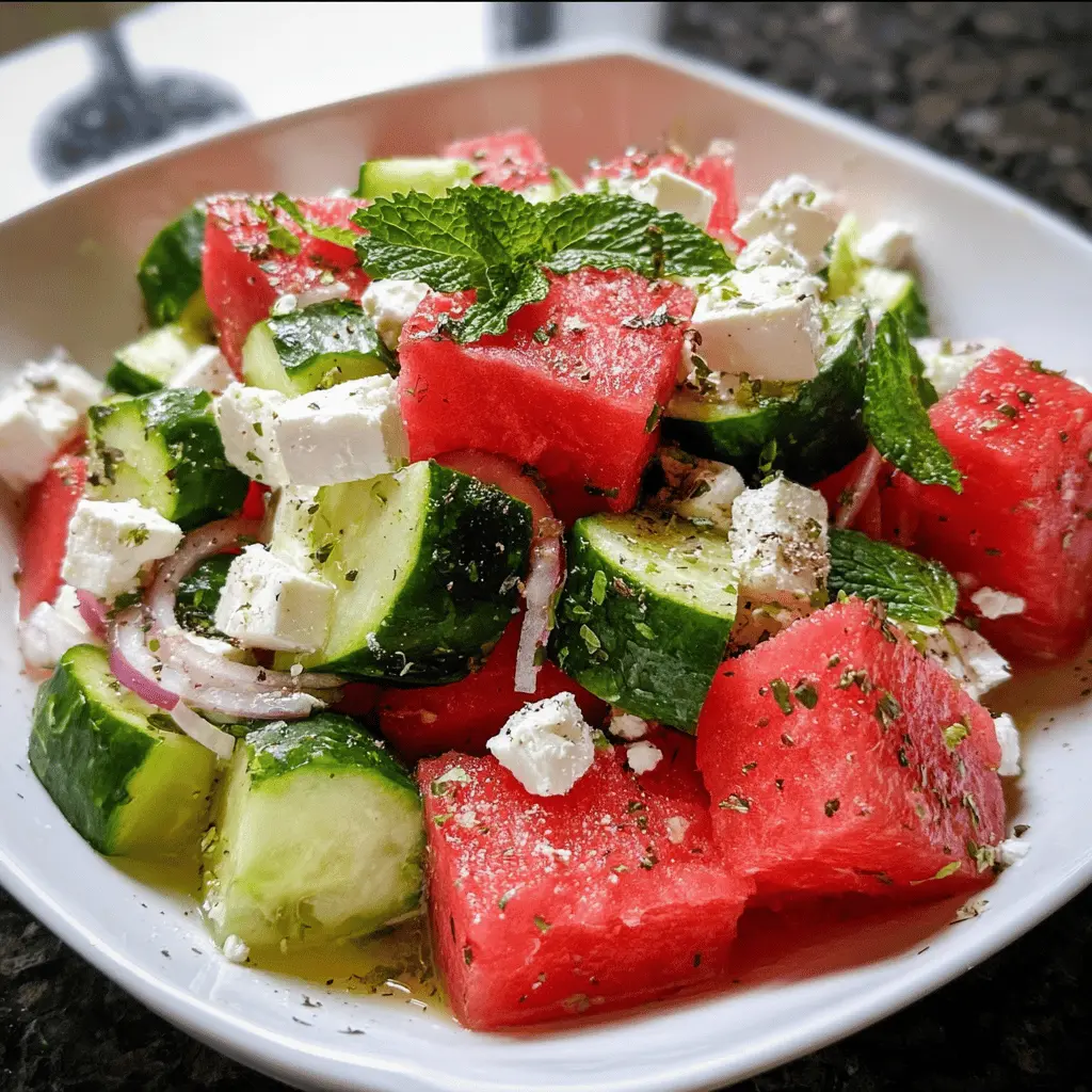 Easy Watermelon Cucumber Feta Salad Recipe