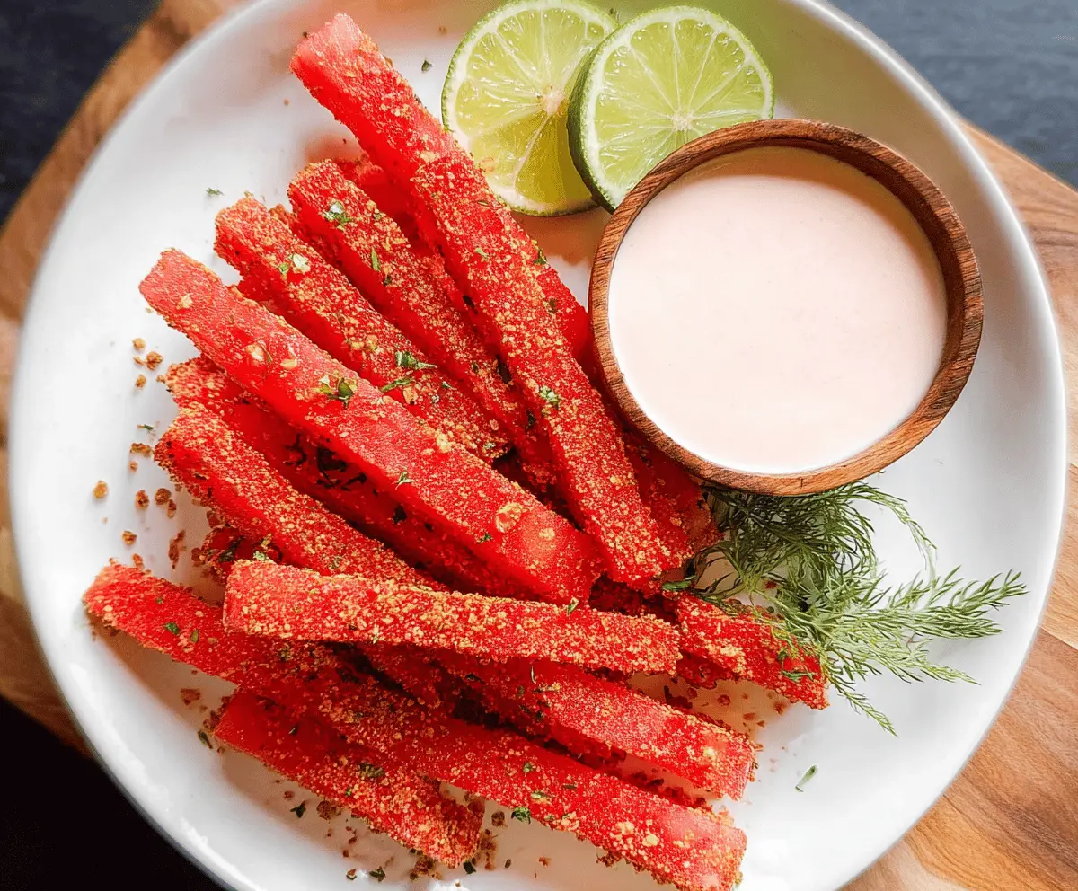Spicy Watermelon Fries with Creamy Coconut Lime Dip