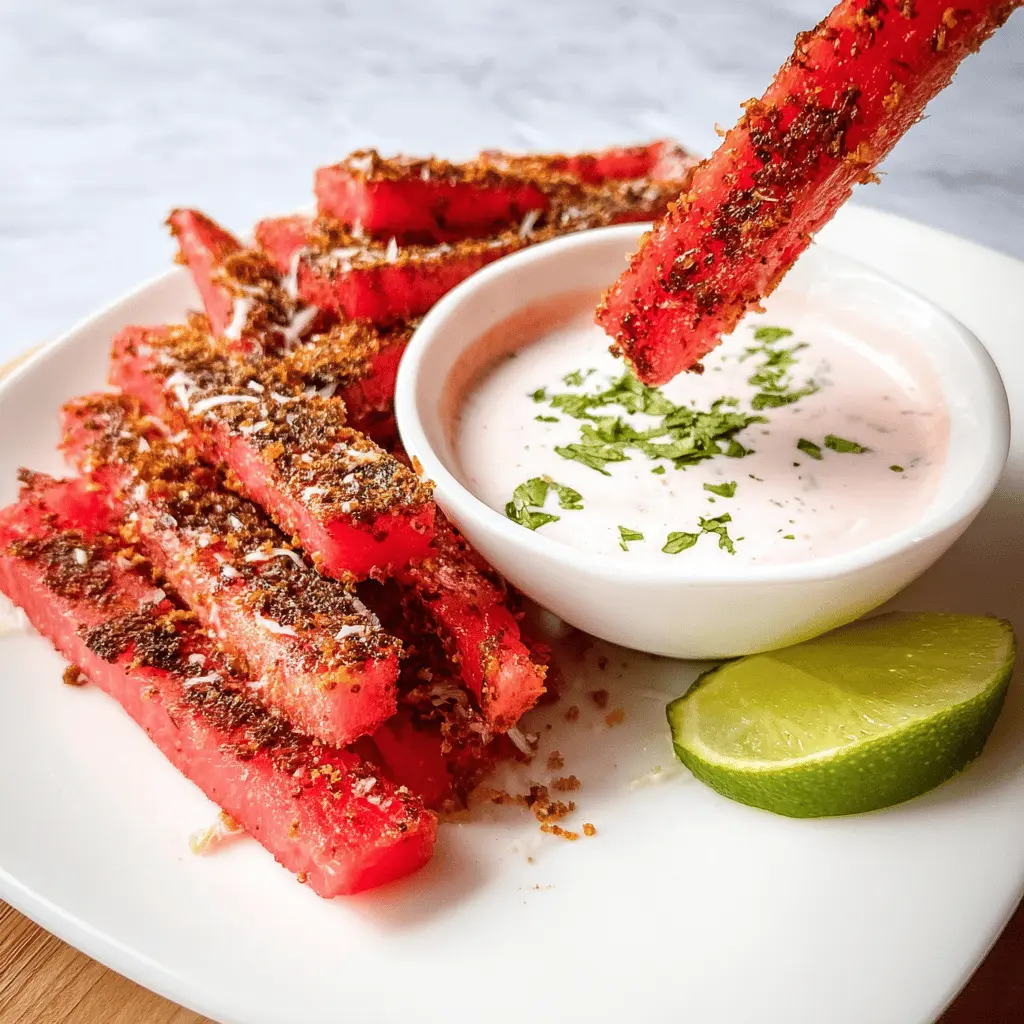 Spicy Watermelon Fries with Creamy Coconut Lime Dip