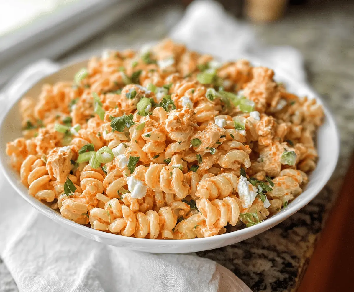 Best Ever Easy Buffalo Chicken Pasta Salad