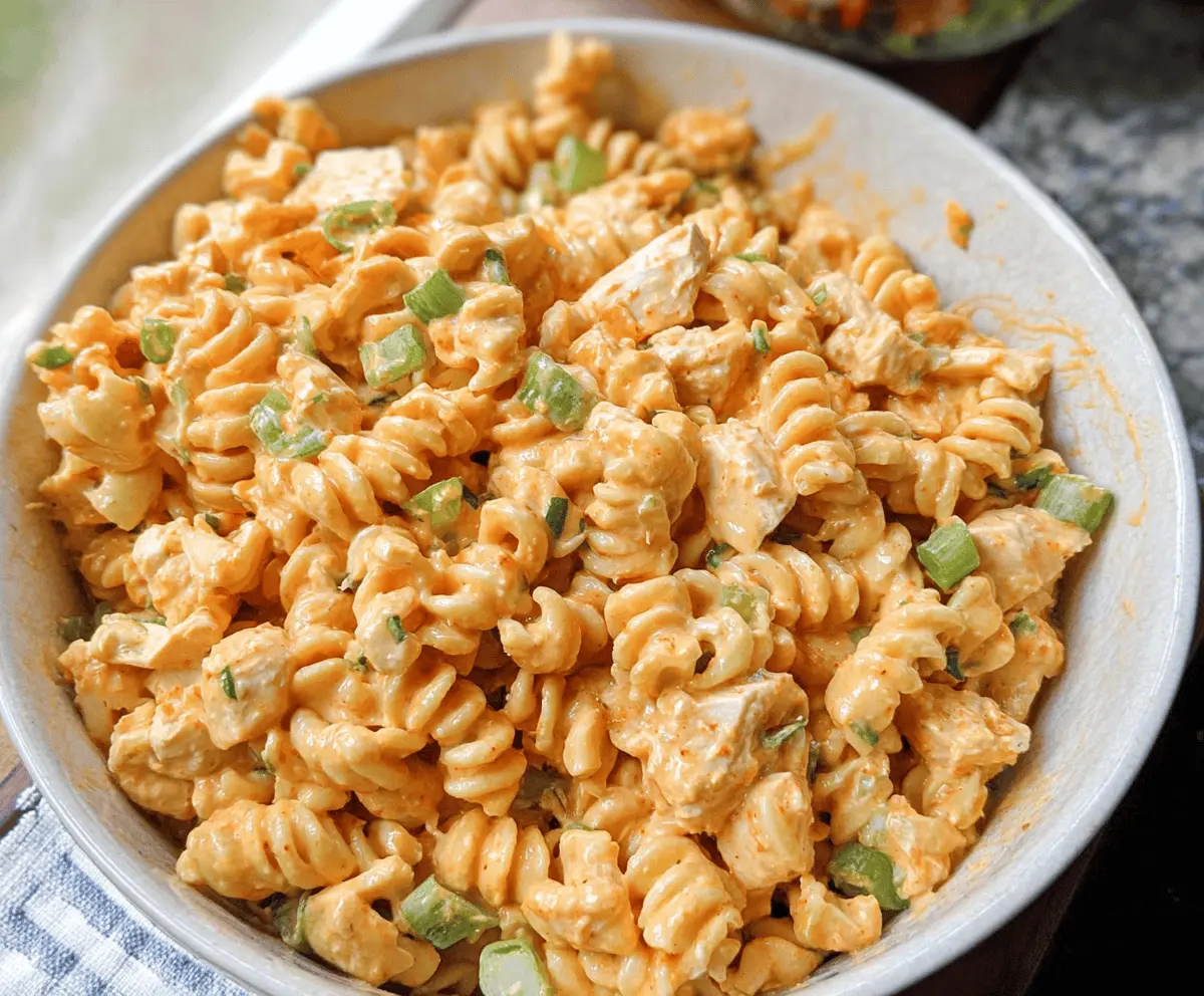Best Ever Easy Buffalo Chicken Pasta Salad