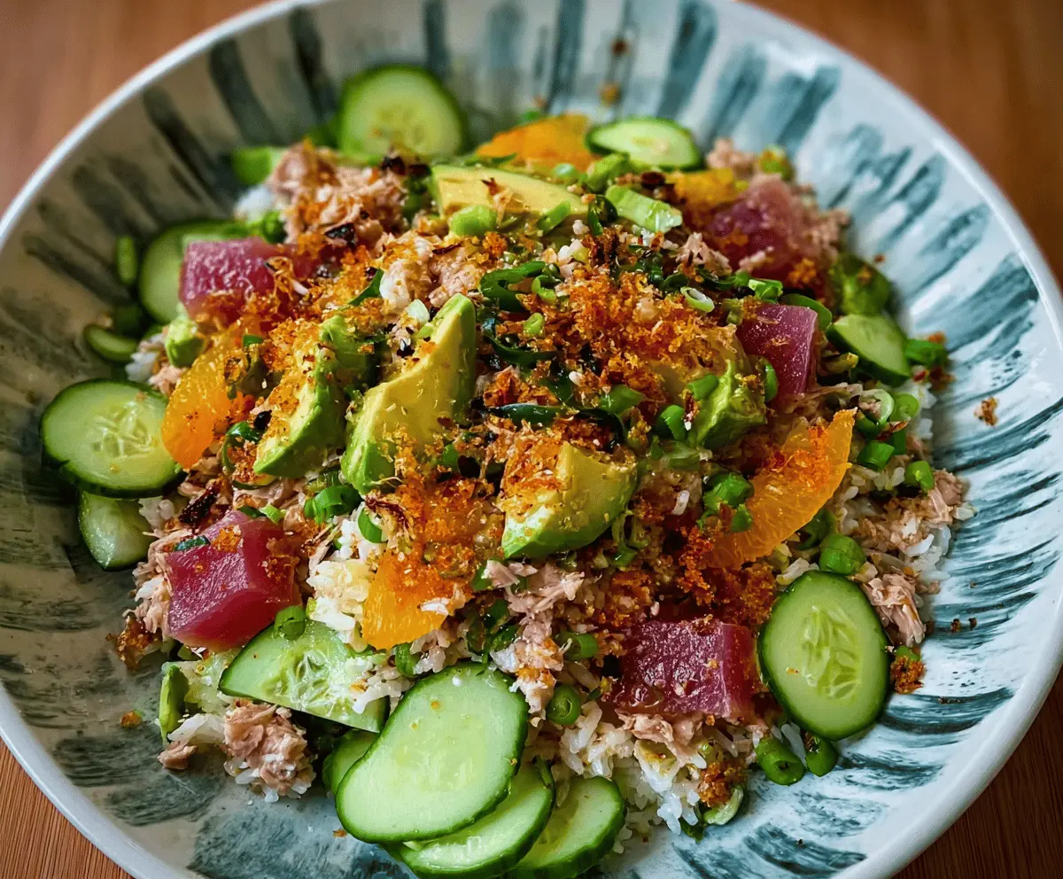 Easy Tuna Avocado Crispy Rice Salad Recipe