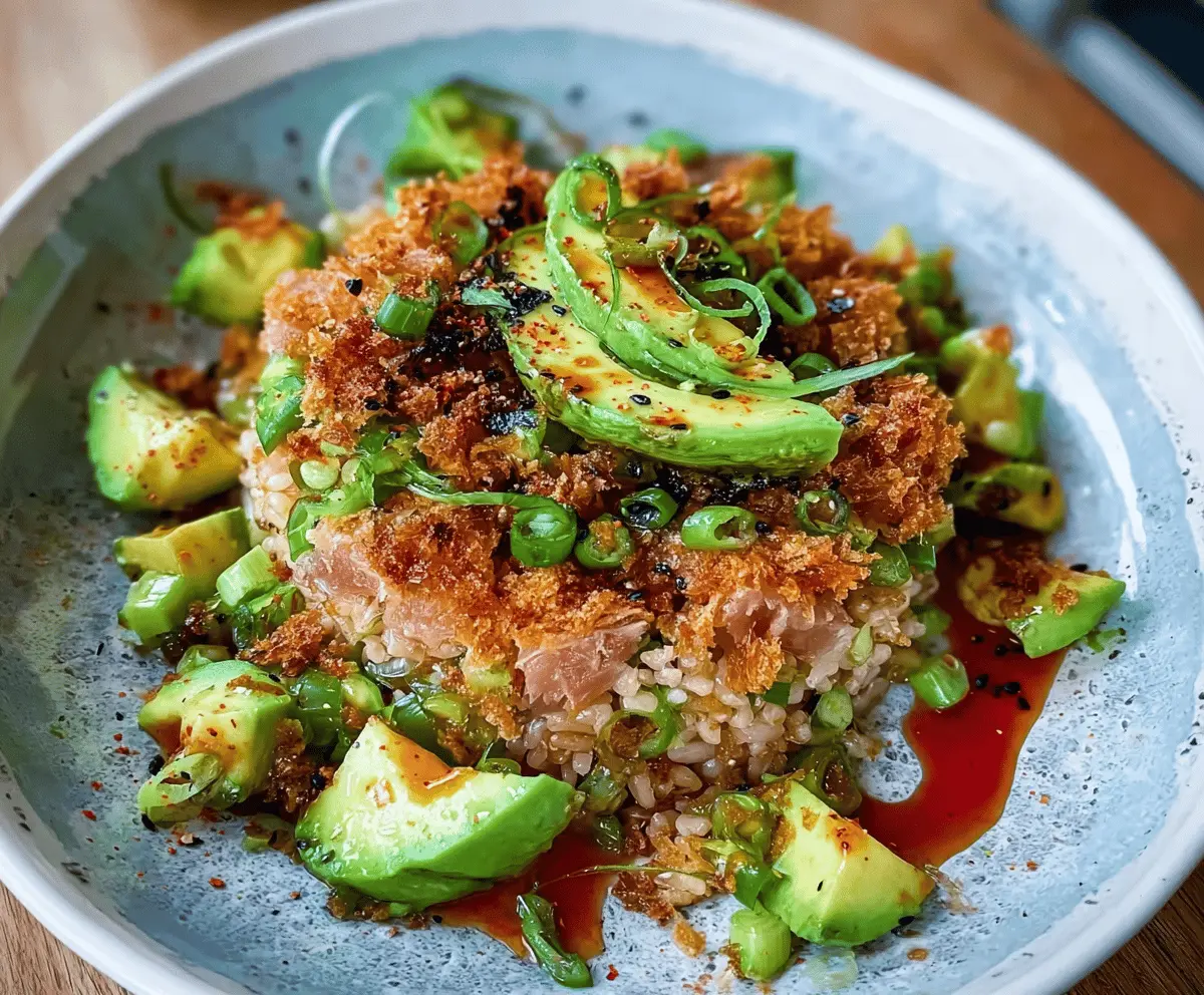 Easy Tuna Avocado Crispy Rice Salad Recipe