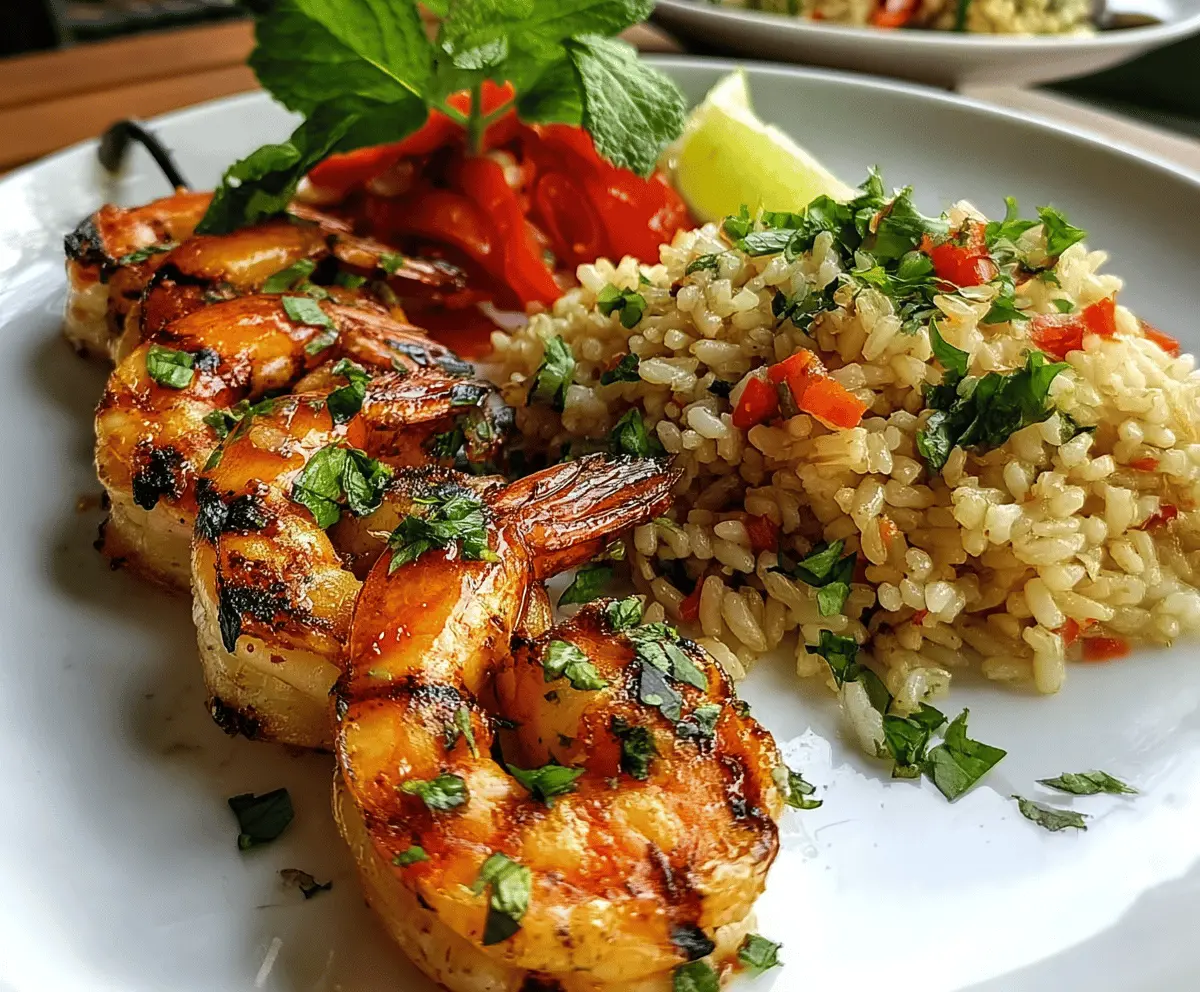 Easy Thai Chili Lemongrass Grilled Shrimp with Lime Fried Rice