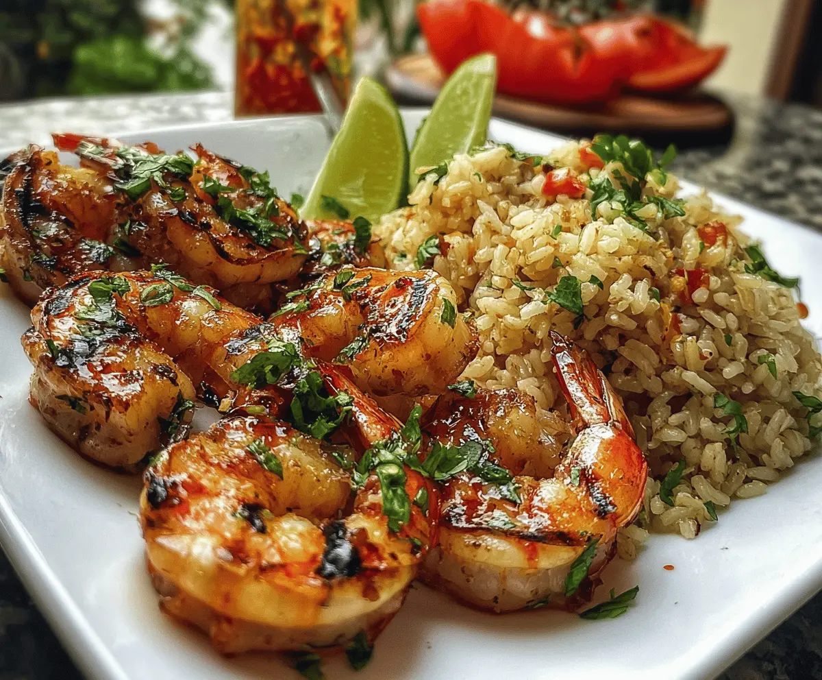 Easy Thai Chili Lemongrass Grilled Shrimp with Lime Fried Rice