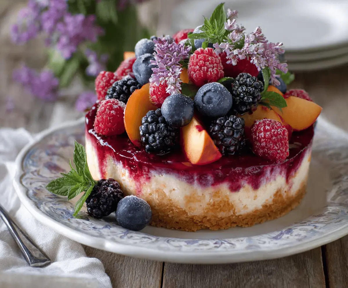 Easy Summer Berry and Peach Cheesecake Recipe