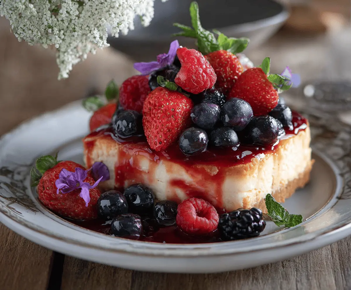 Easy Summer Berry and Peach Cheesecake Recipe