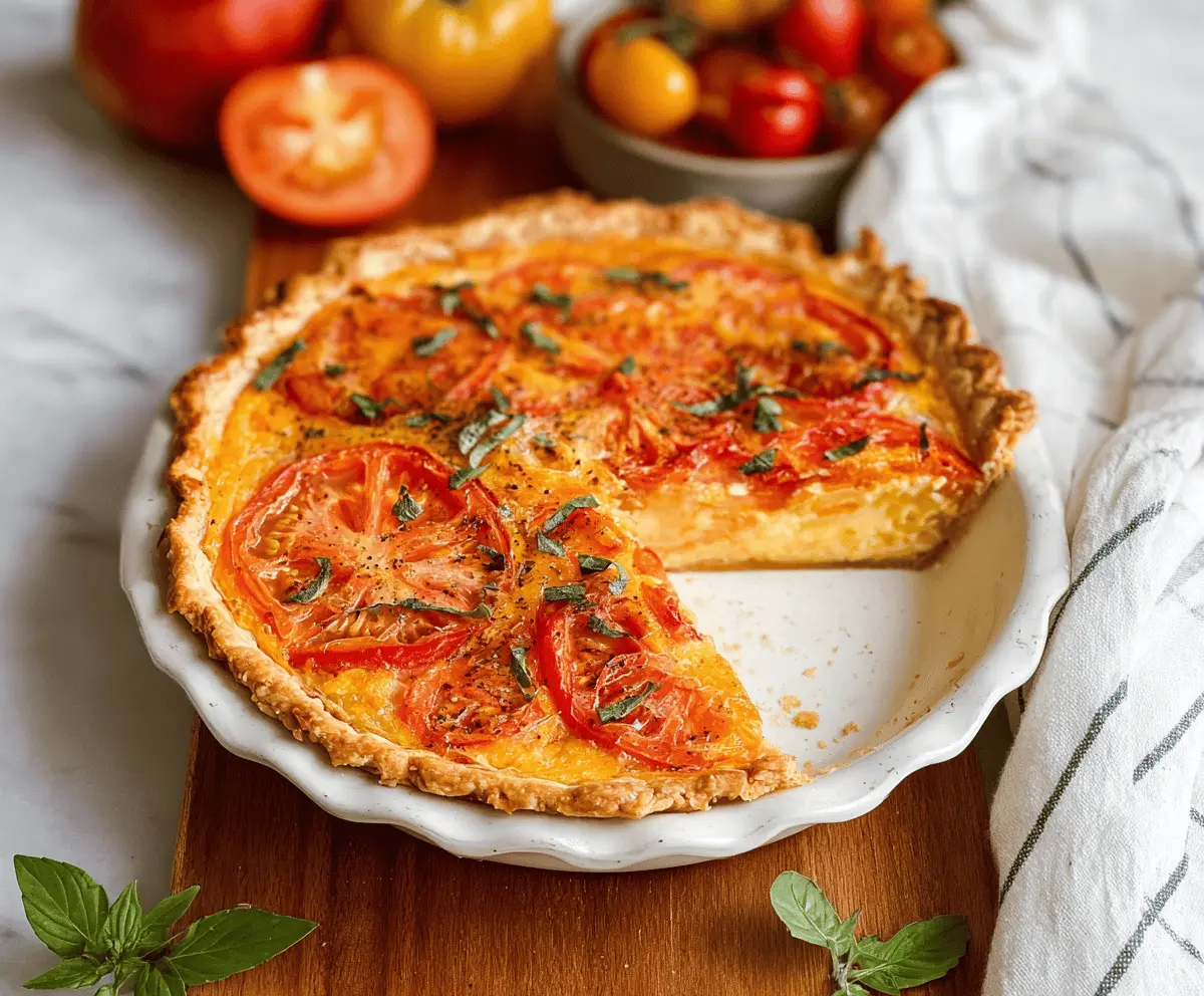 Easy Southern Tomato Pie Recipe with Cheesy Crust