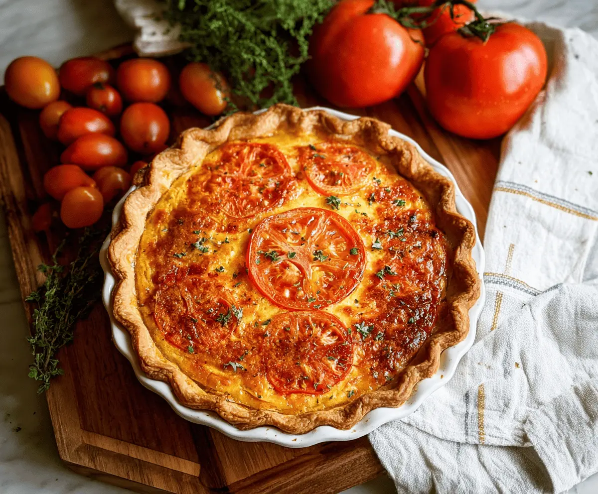 Easy Southern Tomato Pie Recipe with Cheesy Crust