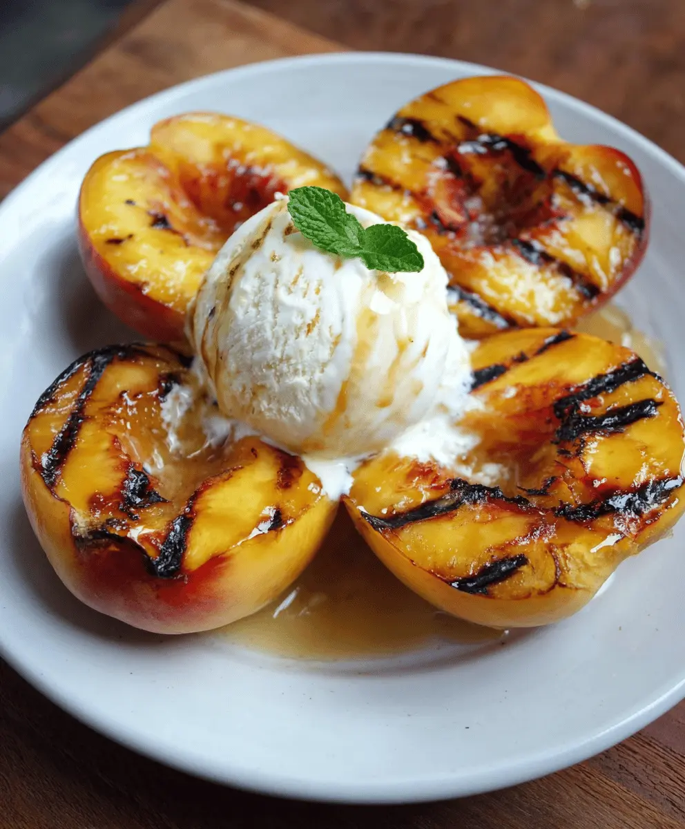 Easy Grilled Peaches with Creamy Vanilla Ice Cream