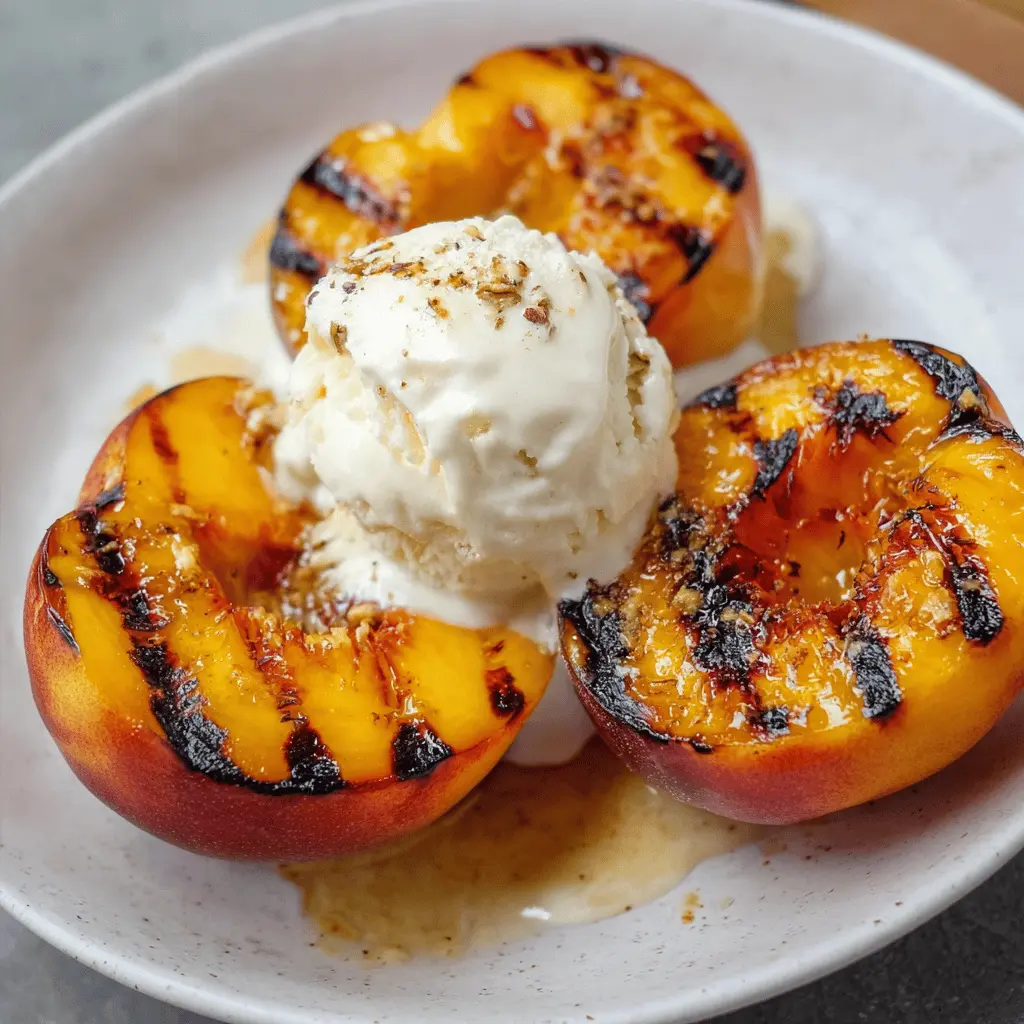 Easy Grilled Peaches with Creamy Vanilla Ice Cream