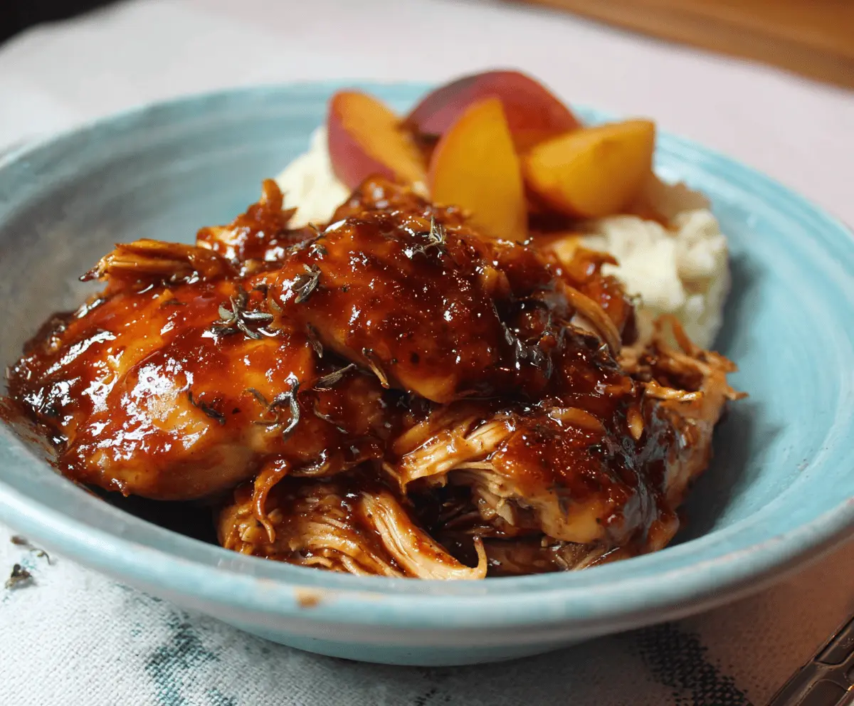 Easy Slow Cooker Peach BBQ Chicken Recipe