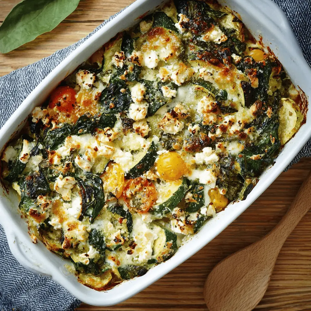 Easy Baked Zucchini Spinach Feta Casserole