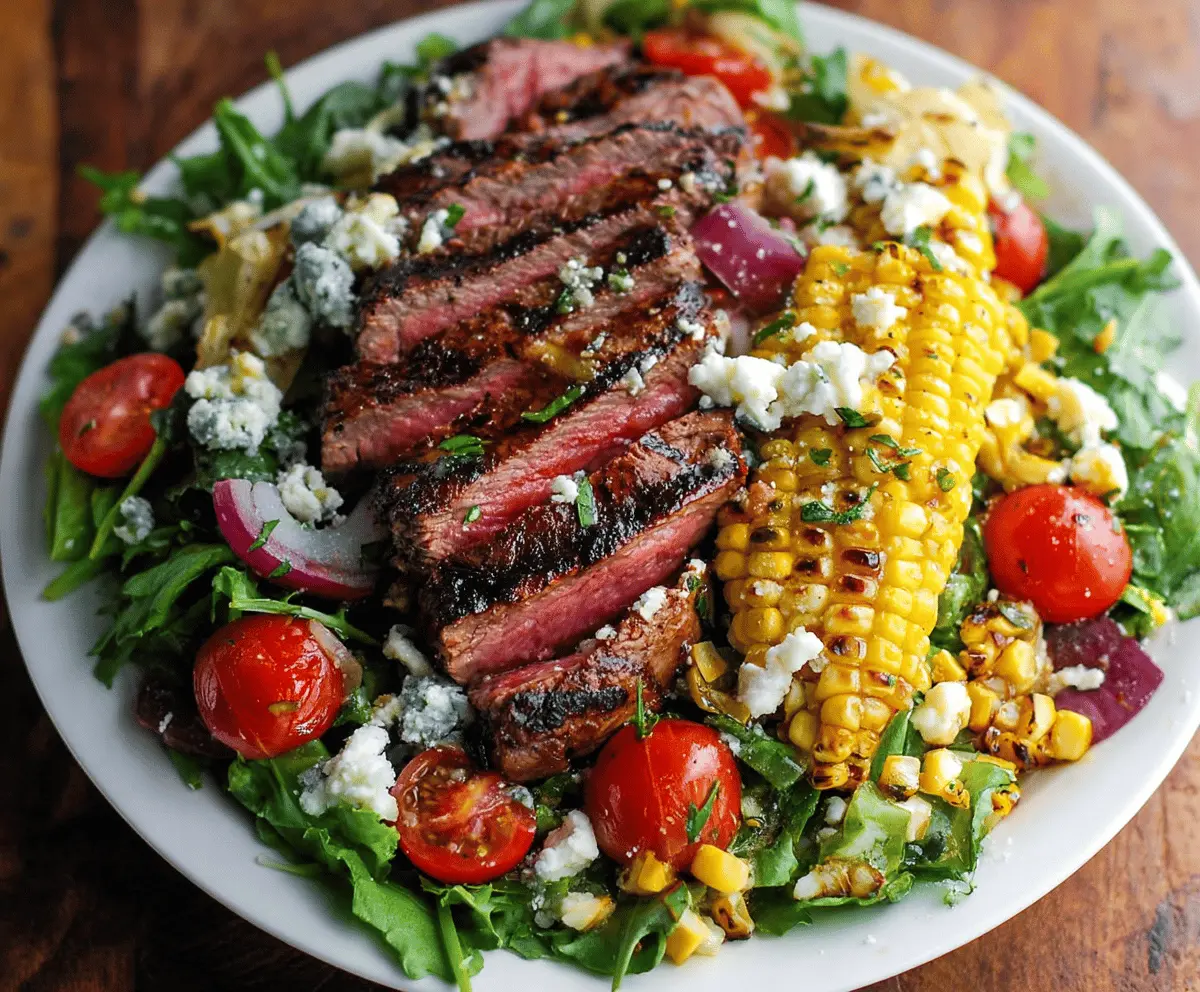Balsamic Steak Salad with Gorgonzola and Grilled Corn