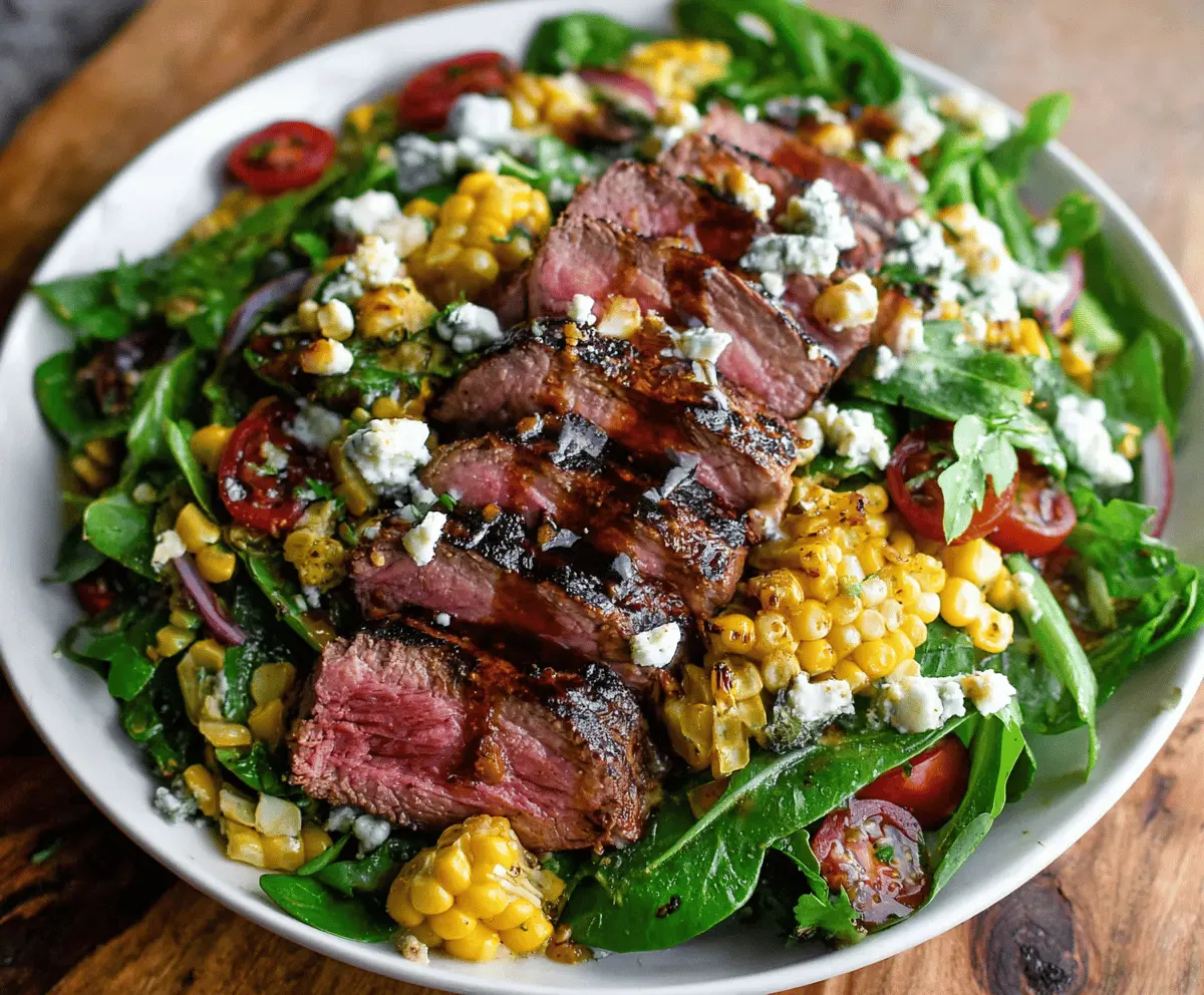 Balsamic Steak Salad with Gorgonzola and Grilled Corn