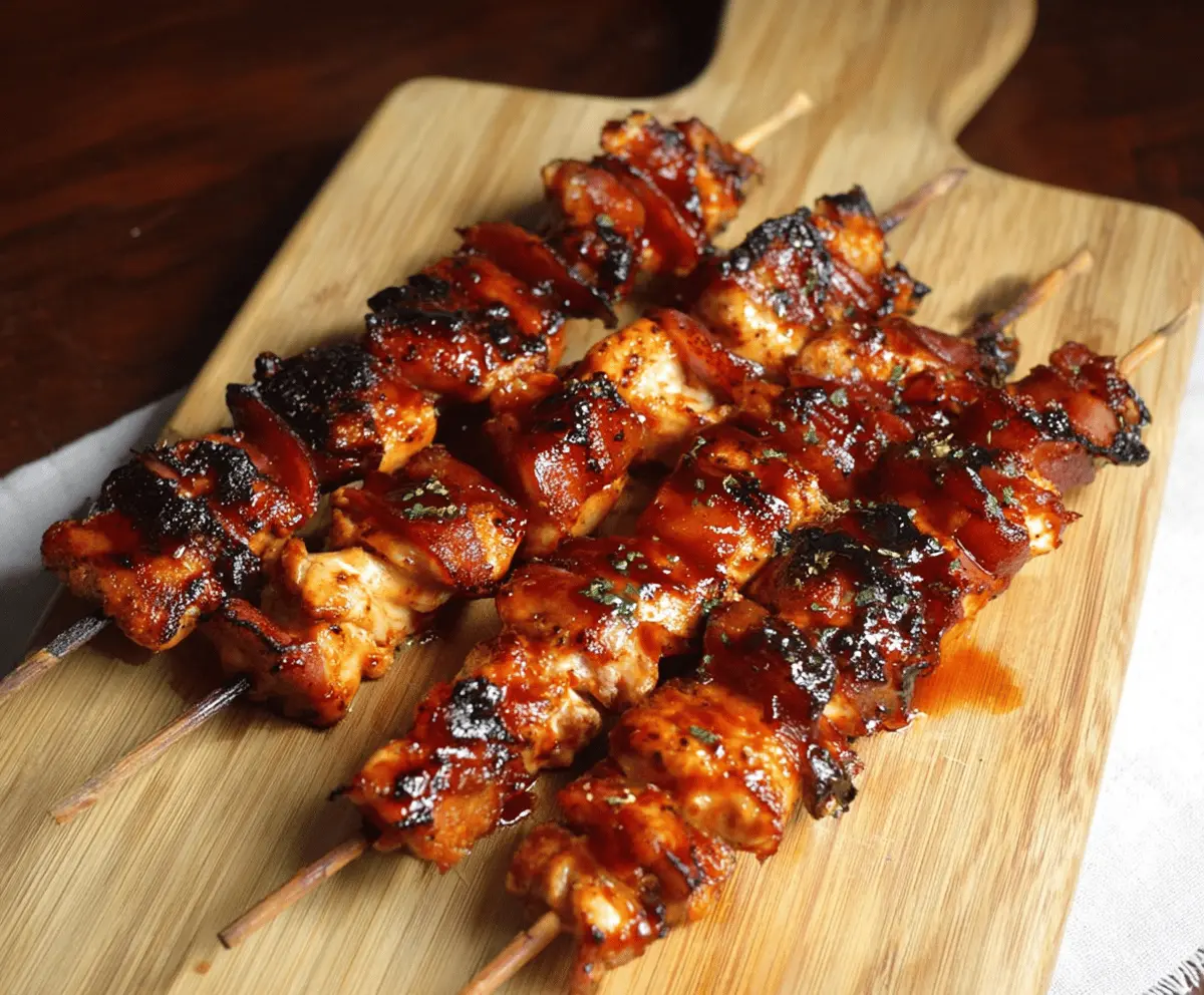 Bourbon Bacon BBQ Chicken Kebabs Recipe