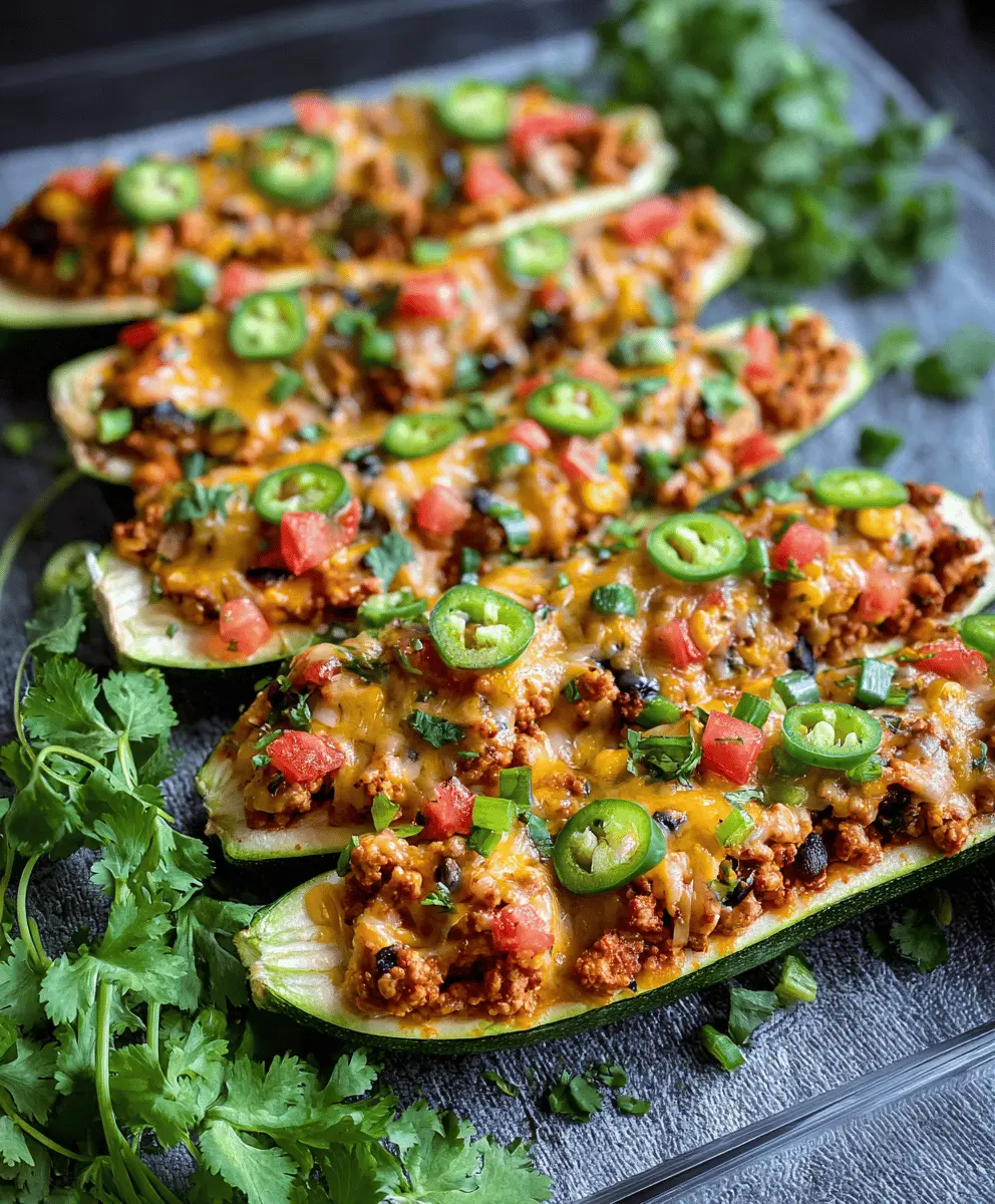 Easy Ground Turkey Taco Stuffed Zucchini Boats Recipe