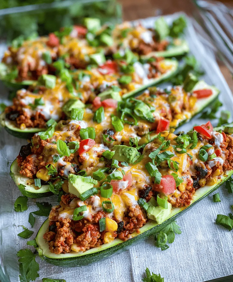 Easy Ground Turkey Taco Stuffed Zucchini Boats Recipe