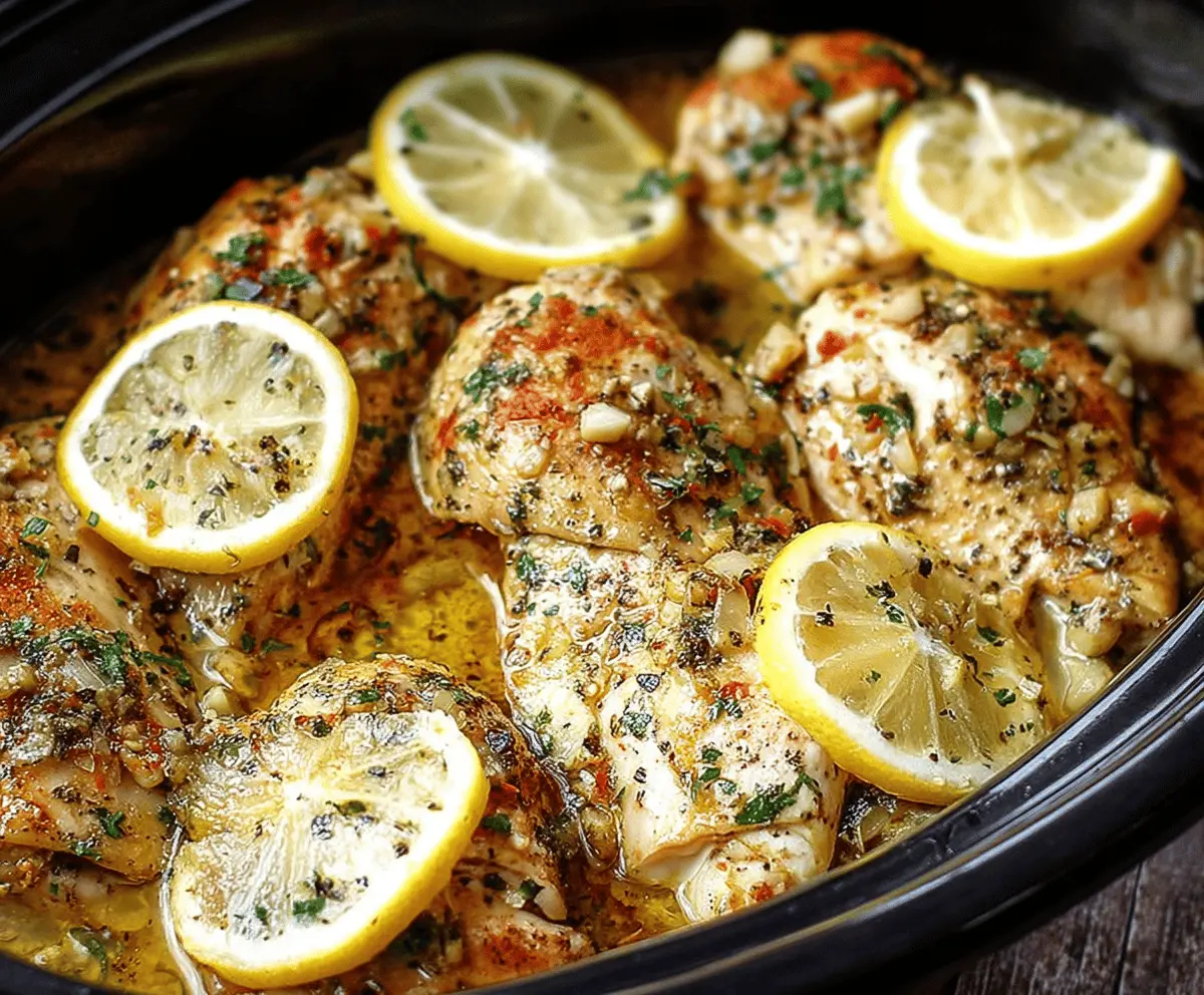 Easy Slow Cooker Lemon Garlic Chicken Recipe