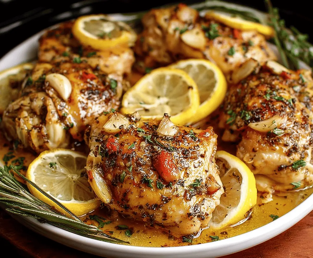 Easy Slow Cooker Lemon Garlic Chicken Recipe