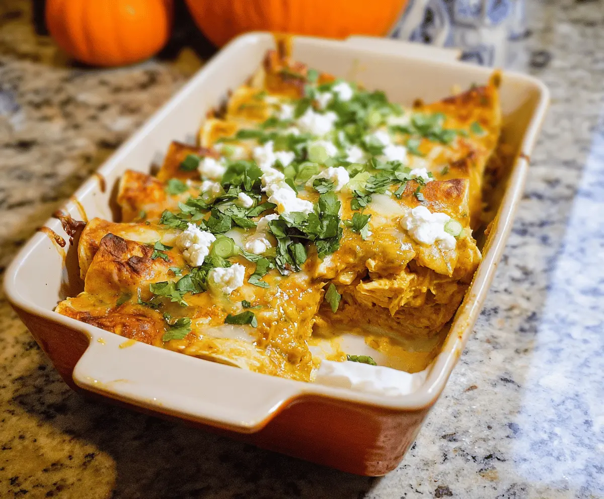 Creamy Pumpkin Chicken Enchiladas