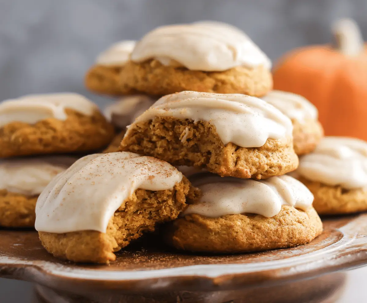 Pumpkin Oatmeal Cookies with Cinnamon Sugar Icing