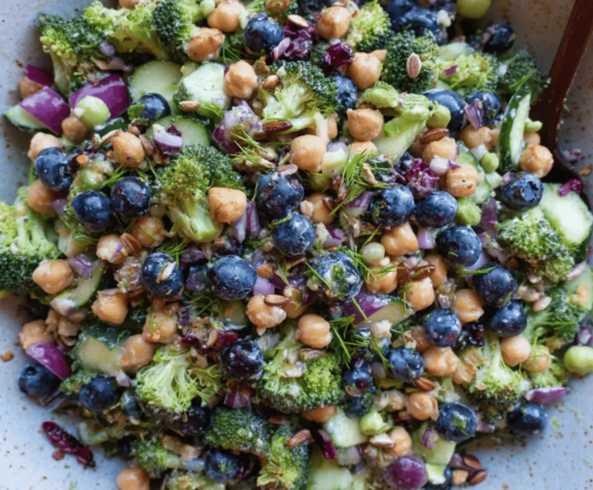 Broccoli Blueberry Salad with Chickpeas