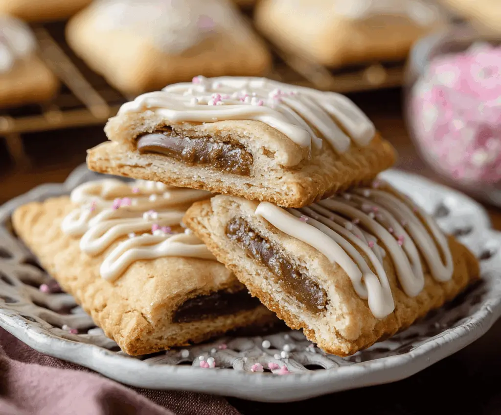 Delicious Brown Sugar Pop Tart Cookies with golden crust and sweet brown sugar filling on a white plate, perfect for a tasty snack or dessert