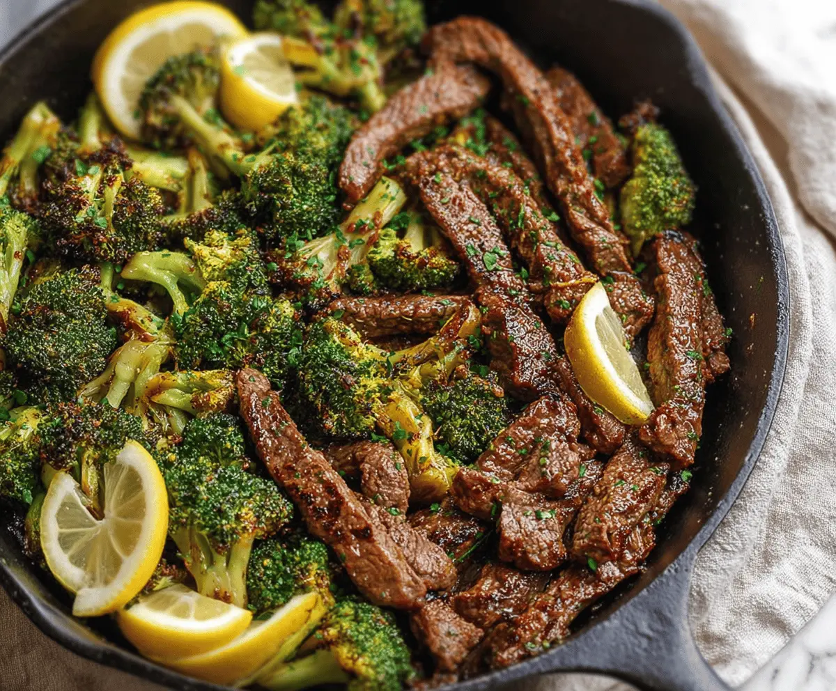 Lemon Garlic Steak and Broccoli Skillet