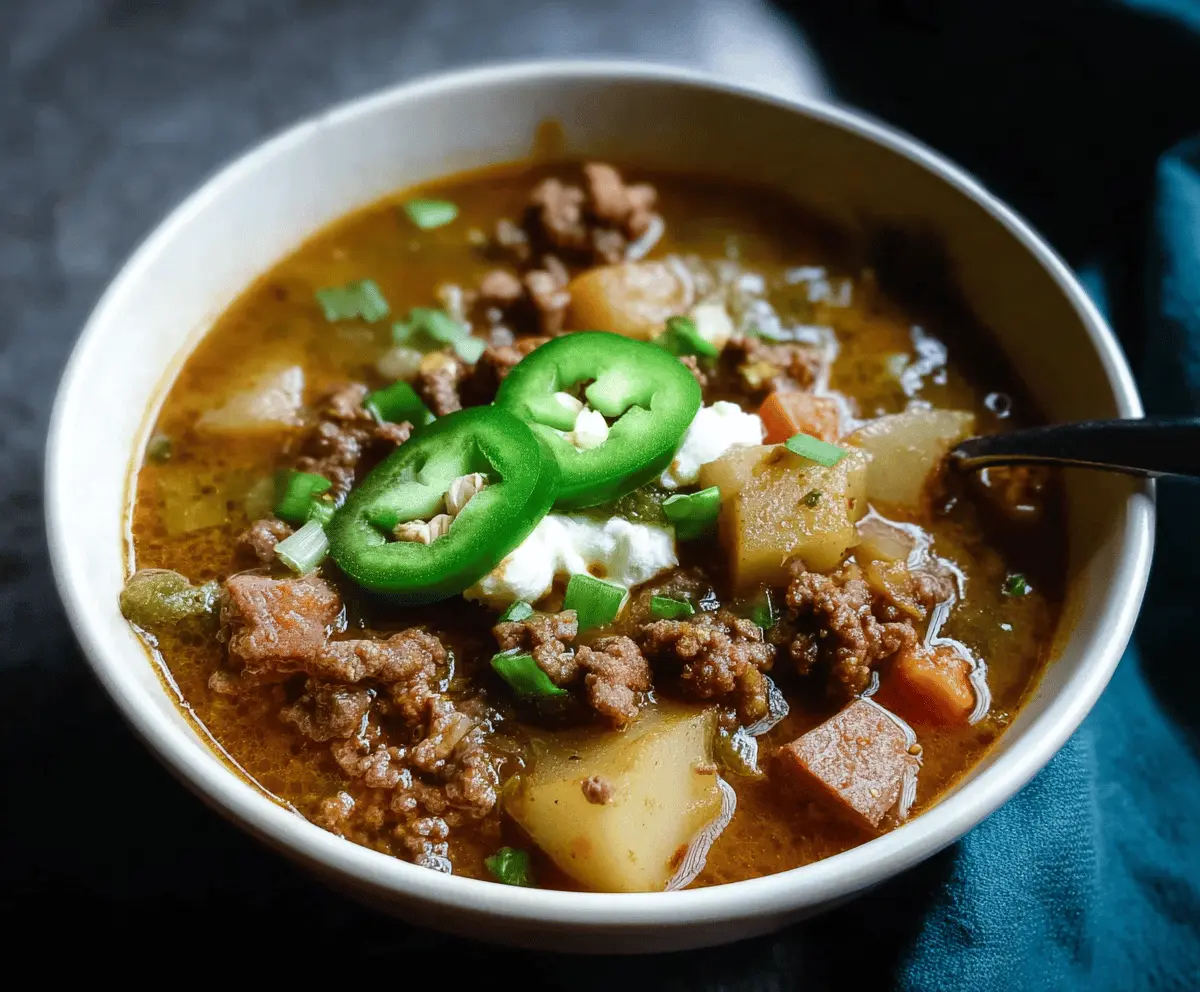 Mexican Ground Beef Stew with Jalapeño
