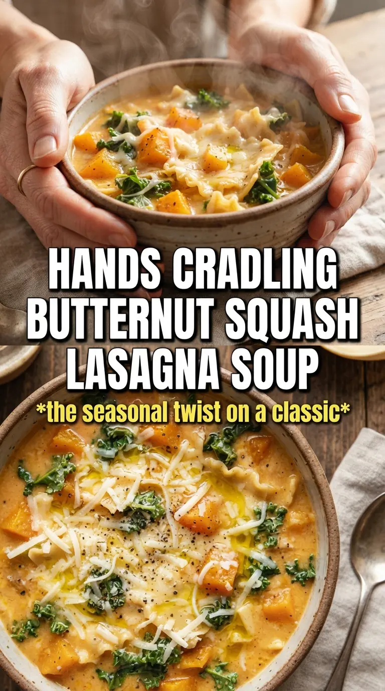 Butternut Squash Lasagna Soup With Kale And Mozzarella creamy savory