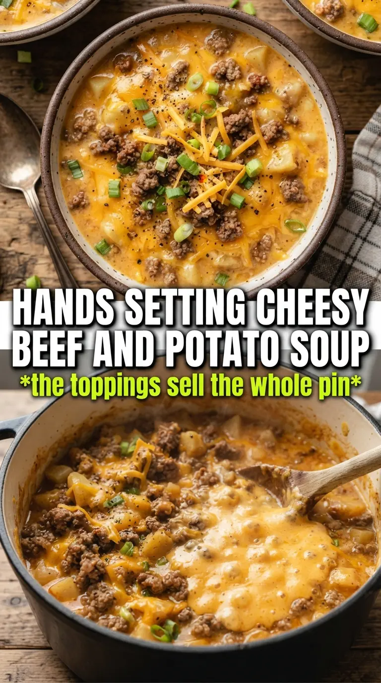 Cheesy Beef and Potato Soup creamy hearty bowl