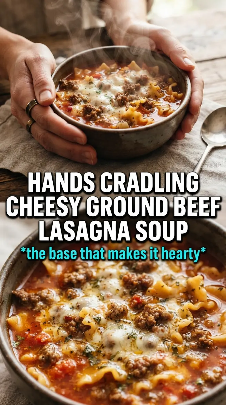 Cheesy Ground Beef Lasagna Soup rich cheesy tomato broth