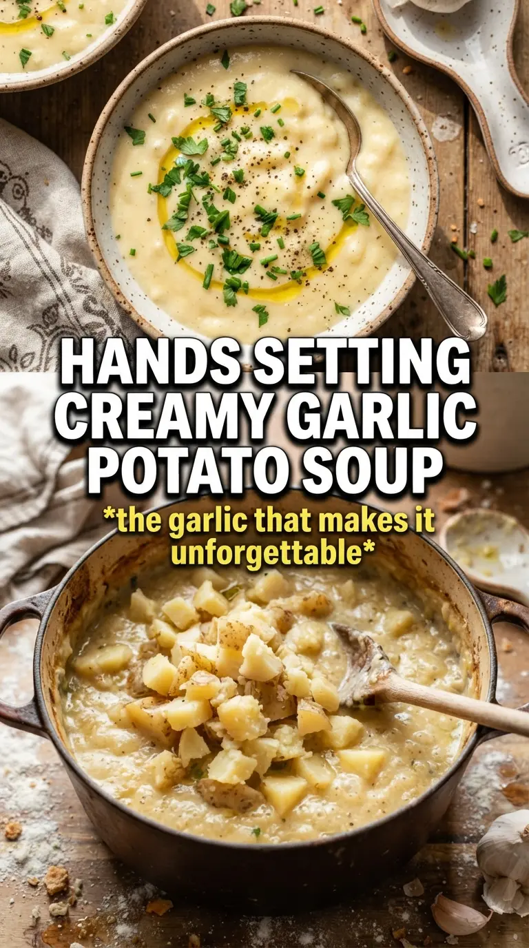 Creamy garlic potato soup silky roasted garlic