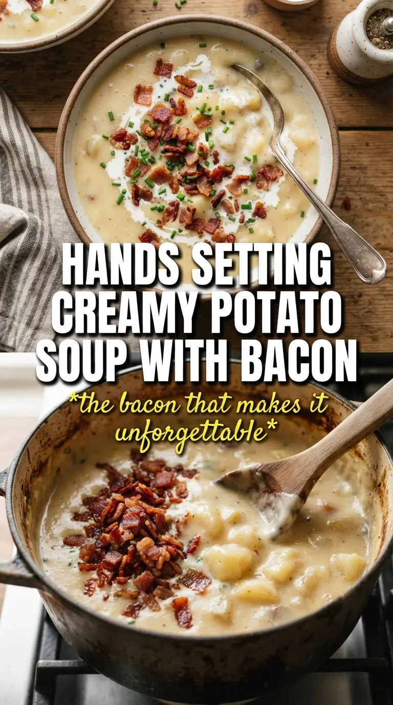 Creamy Potato Soup With Bacon rich, cozy, garnished