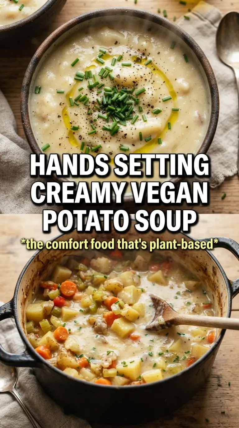 Creamy Vegan Potato Soup silky golden, coconut cream