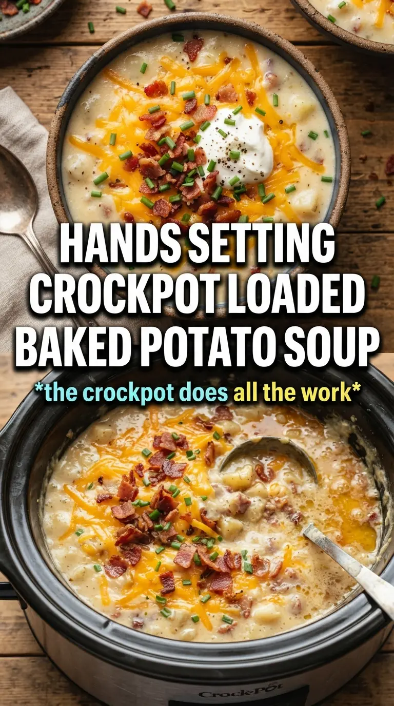 Crockpot Loaded Baked Potato Soup creamy bacon cheddar
