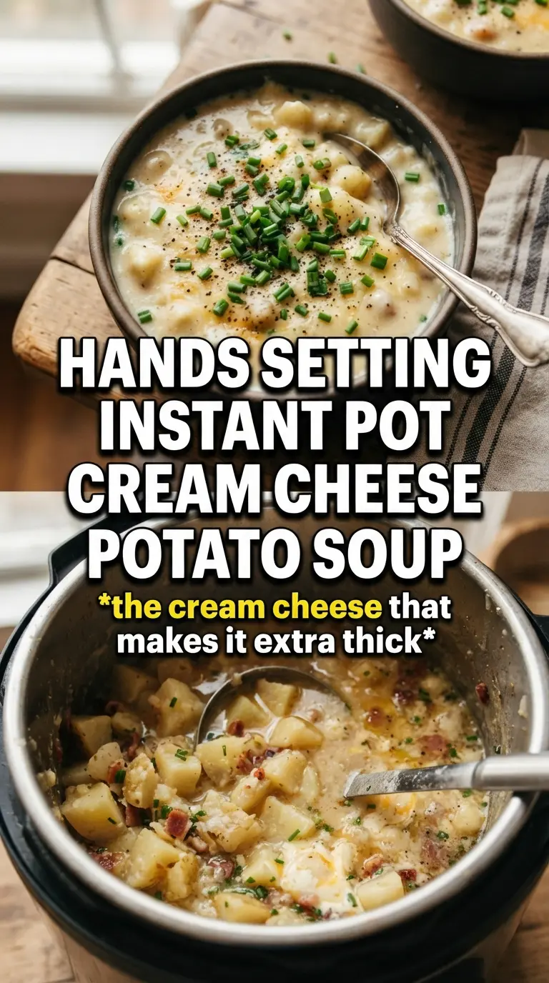 Instant Pot cream cheese potato soup creamy velvety chive-topped