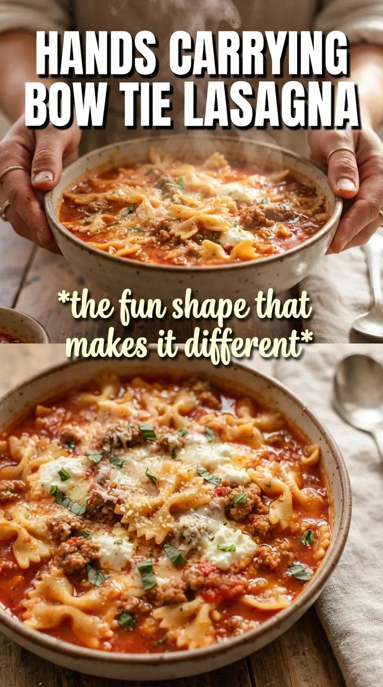 Lasagna Soup With Bow Tie Pasta hearty tomato cheesy