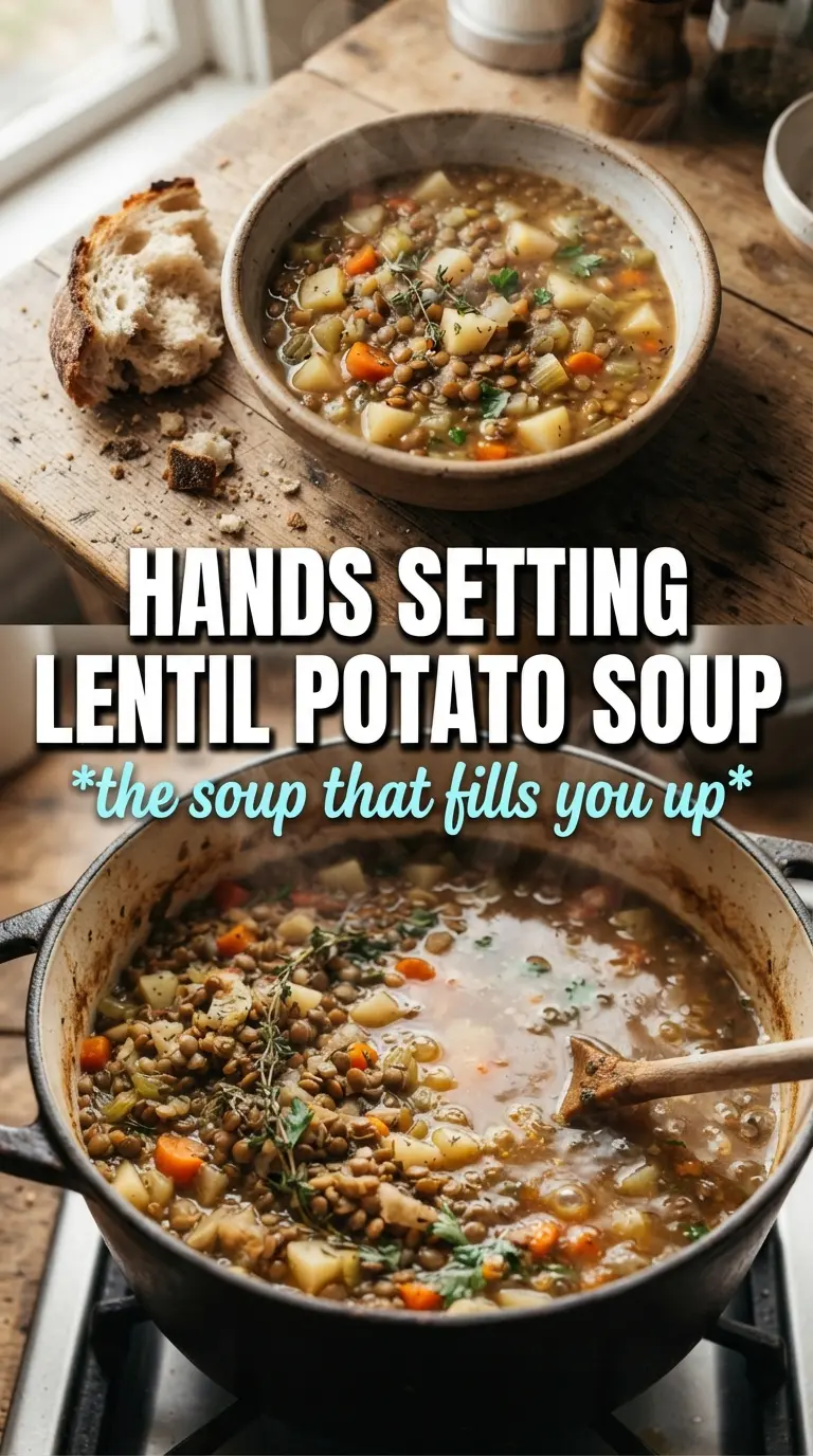 Lentil Potato Soup hearty orange-brown, rustic, comforting