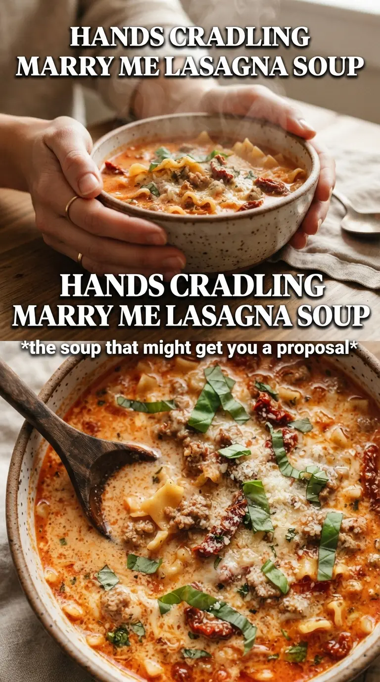 Marry Me Lasagna Soup creamy tomato broth, sausage, ricotta