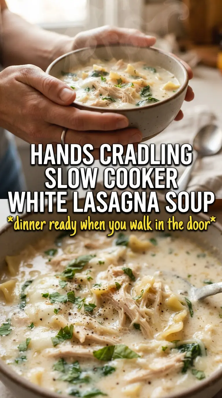 Slow Cooker White Lasagna Soup creamy chicken cheesy