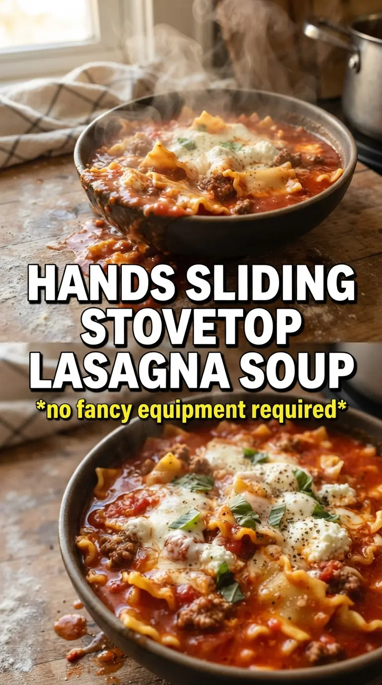 Stovetop Lasagna Soup hearty tomato broth, sausage, creamy cheese
